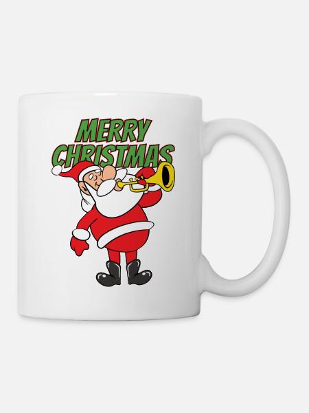 Merry Christmas Weihnachtsmann Trompetenspieler - Tasse - Weiß