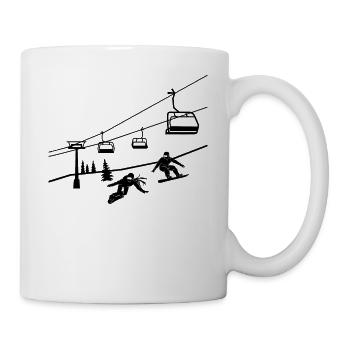 Snowboard Snowboarding Ski Lift Snowboarder - Mug - white - Right