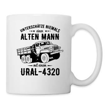 Alten mann Ural 4320 Fahrer sowjetische Beruf USSR - Tasse - Weiß - Rechts