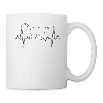 Katze Herzschlag - Tasse - Weiß - Rechts