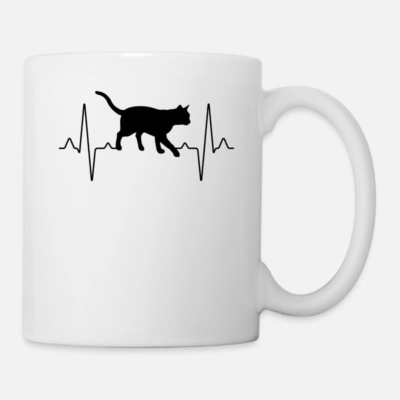 Katze Herzschlag - Tasse - Weiß
