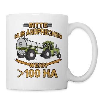 Witziges Trecker Bauern Motiv Traktor Fahrer - Tasse - Weiß - Rechts