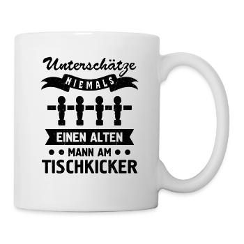 Unterschätze keinen alten mann am tischkicker - Tasse - Weiß - Rechts