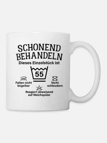 Schonend Behandeln Einzelstück 55. Geburtstag - Tasse - Weiß