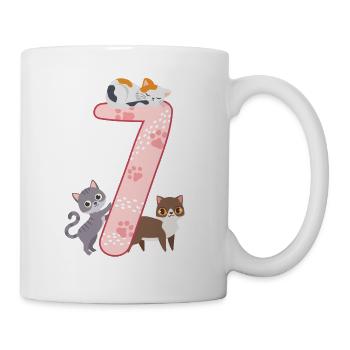 7ème anniversaire Fille Chat - Mug blanc - blanc - Droite