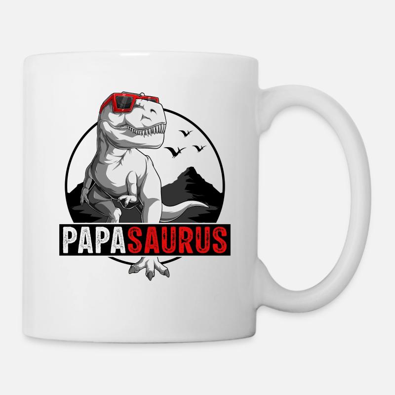 Papasaurus Rex Idée Cadeau Papa Dinosaure - Mug blanc - blanc