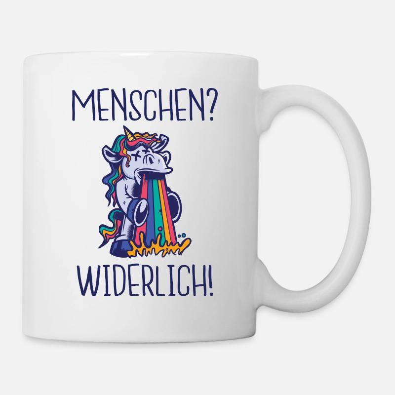 Menschen? Widerlich Kotzendes Einhorn - Tasse - Weiß
