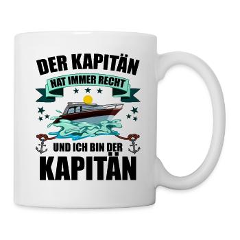 Motorboot Rennboot Yacht Fun Spruch Kapitän Käpt'n - Tasse - Weiß - Rechts