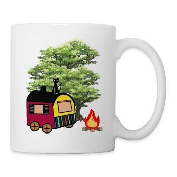 Hippie Construction Trailer Nature Wilderness Cat Cottage House - Mug blanc - blanc - Droite