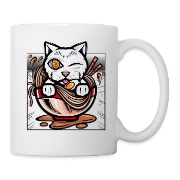 Anime Ramen Katze Nudeln Nette japanische Animation - Tasse - Weiß - Rechts
