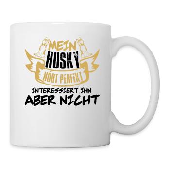 Husky Hunde Shirt Damen Herren Mama - Tasse - Weiß - Rechts