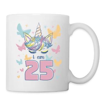 Einhorn Ich Bin 25 Jahre Schmetterlinge Geburtstag - Tasse - Weiß - Rechts