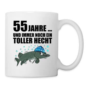 Anglergeschenk zum 55 Geburtstag 55 Ehrentag - Tasse - Weiß - Rechts