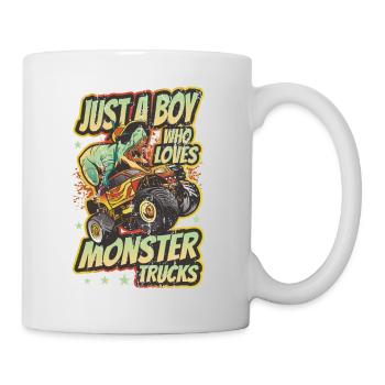 Nur ein Junge, der Monster Trucks liebt - Tasse - Weiß - Rechts