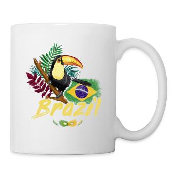 Toucan vintage du Brésil avec drapeau et masque de samba - Mug blanc - blanc - Droite