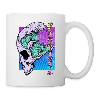 Kaganawa Great Wave Pastel Goth Skull Vaporwave - Mug - white - Right