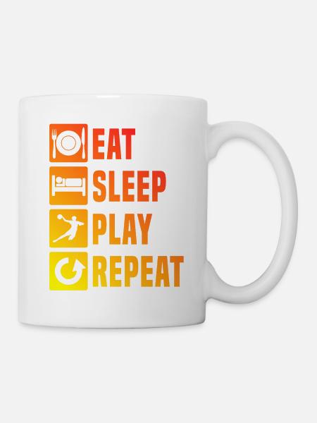 Handball Kinder Eat Sleep Handball Repeat - Tasse - Weiß