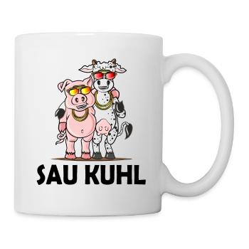 Schweine Kühe Geschenk witziges Wortspiel Humor - Tasse - Weiß - Rechts