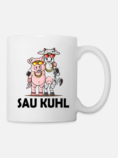 Schweine Kühe Geschenk witziges Wortspiel Humor - Tasse - Weiß