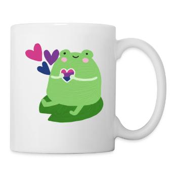 Grenouille douce avec des couleurs de drapeau de fierté bisexuelle - Mug blanc - blanc - Droite