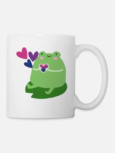 Süßer Frosch mit bisexuellen pride Flaggen Farben - Tasse - Weiß