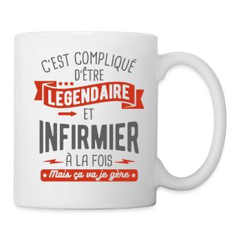 légendaire et infirmier - Mug blanc - blanc - Droite