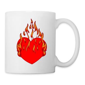 Herz Feuer Flamme Inferno Liebe verliebt Beziehung - Tasse - Weiß - Rechts