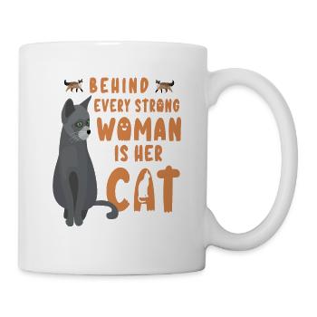 BEHIND EVERY STRONG WOMAN IS HER CAT 11 - Tasse - Weiß - Rechts