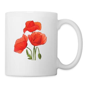 Poppy Poppies Aquarelle peinte à la main - Mug blanc - blanc - Droite