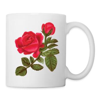 Rose Aquarelle peinte à la main - Mug blanc - blanc - Droite