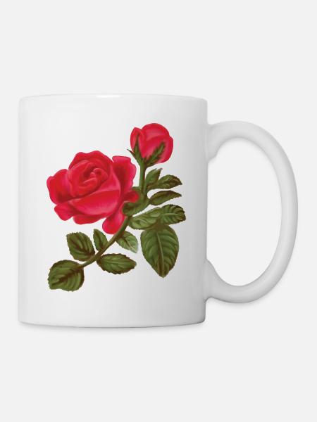Rose Watercolor hand-painted - Mug - white