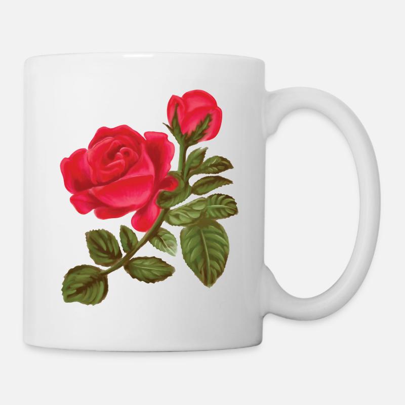Rosen Aquarell handgemalt - Tasse - Weiß