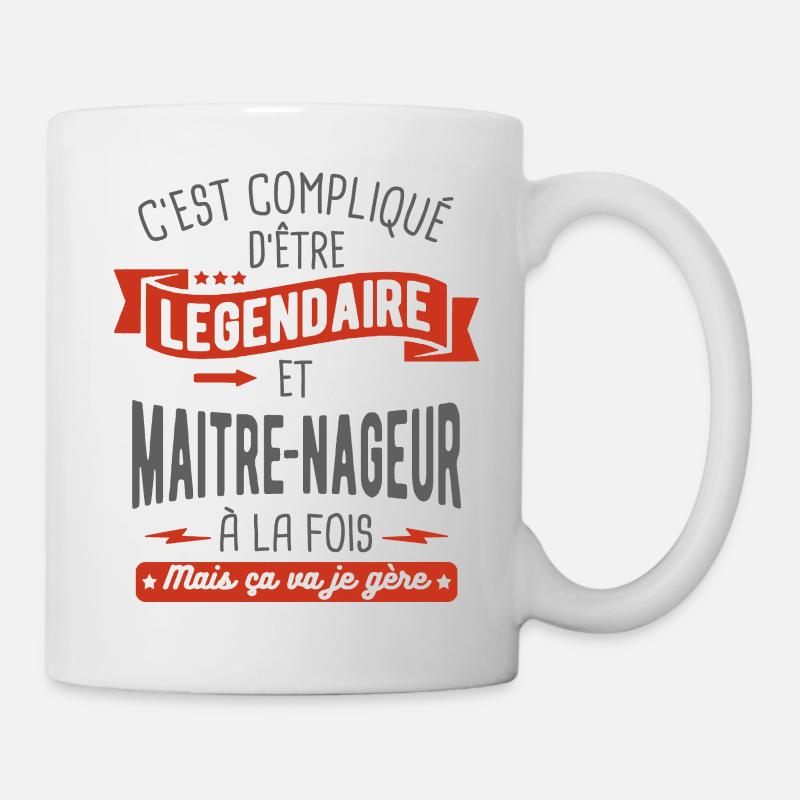 légendaire et maitre nageur - Mug blanc - blanc