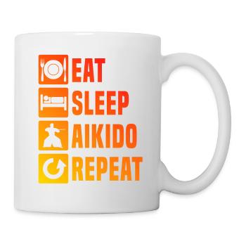 Eat Sleep Aikido Repeat Aikido Fighter Men Young - Mug - white - Right