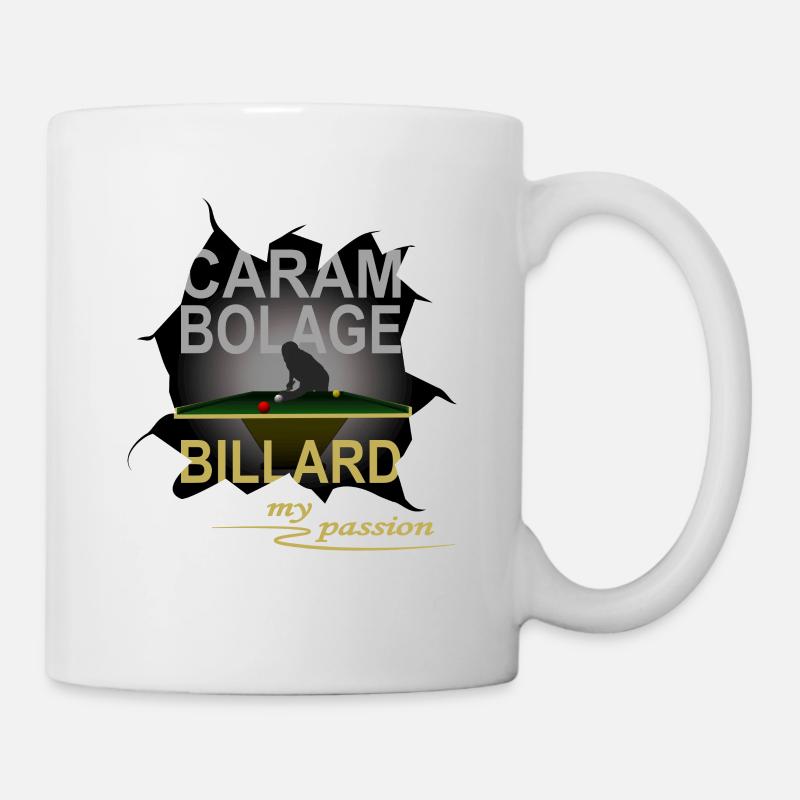 Carambolage, Billard, Poolbillard, Snooker, 9ball - Tasse - Weiß