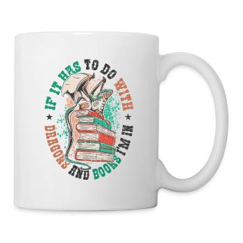 Drache und Bücher lesen - Tasse - Weiß - Rechts