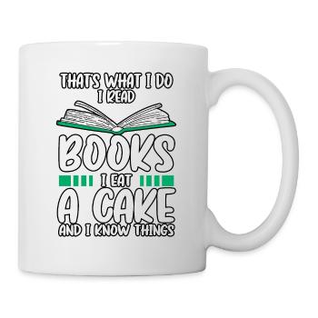 C'est drôle c'est ce que je fais Je lis des livres Je mange des gâteaux - Mug blanc - blanc - Droite