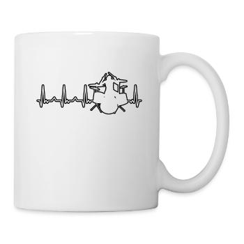 Drummer Heartbeat Pulse Drums Drumstick Groove - Mug - white - Right