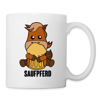 Saufpferd Pferd Pony Biertrinker Saufen Bier - Tasse - Weiß - Rechts