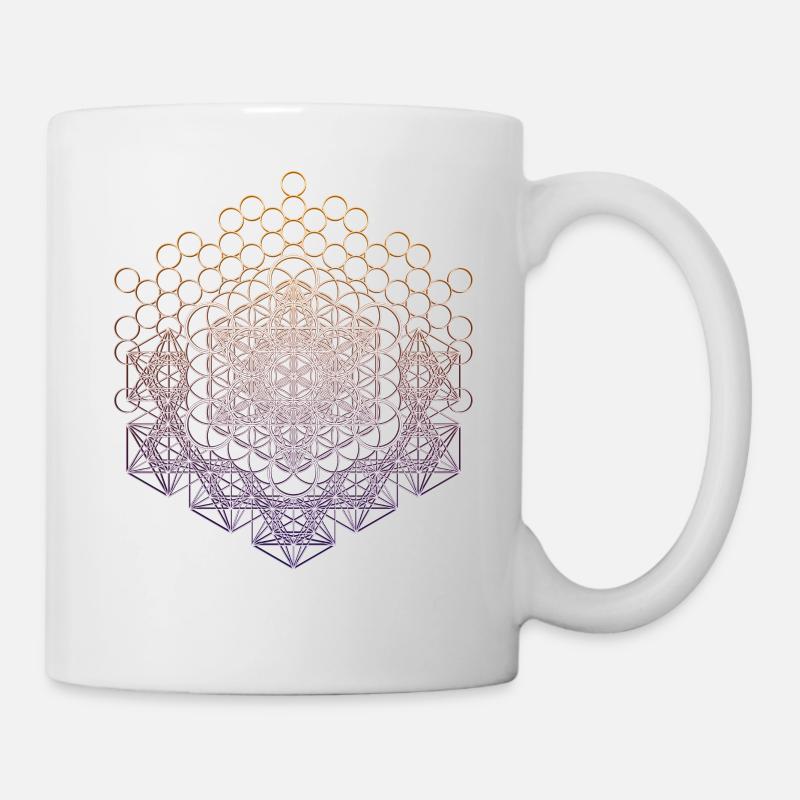 Métatrons Cube Géométrie Sacrée Connectée - Mug blanc - blanc