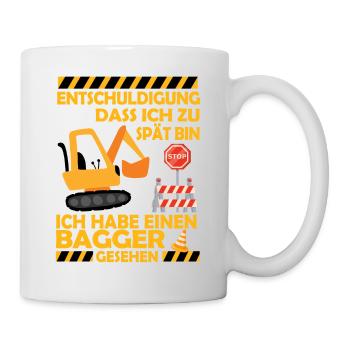 Ich habe einen Bagger gesehen Kinder Baustelle - Tasse - Weiß - Rechts