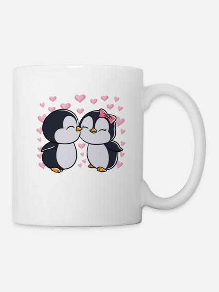Valentinstag Pinguin Pärchen Pinguine - Tasse - Weiß