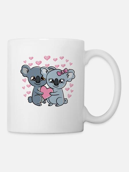Saint-Valentin Couple Koalas Doux Koalas - Mug blanc - blanc