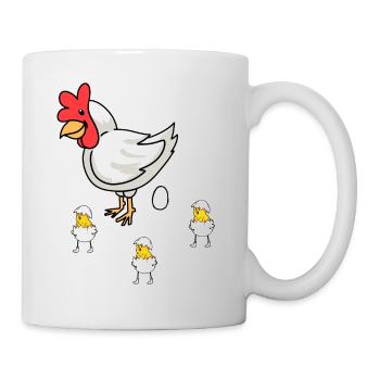 Geflügel Federvieh Huhn Henne Eier Ostern Kinder - Tasse - Weiß - Rechts