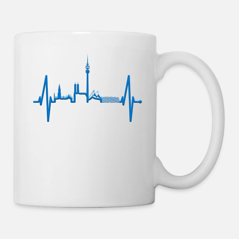 München Skyline Herzschlag Bayern Weiß Blau Munich - Tasse - Weiß
