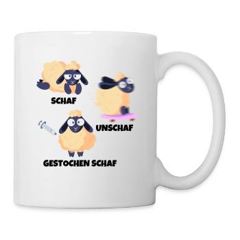 Schaf Unschaf Gestochen Schaf Wortspiel - Tasse - Weiß - Rechts
