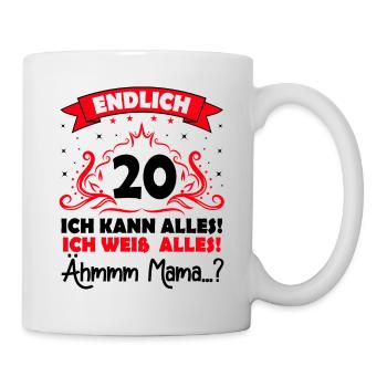 20 Geburtstag Mädchen Junge Fun Geschenk lustig - Tasse - Weiß - Rechts