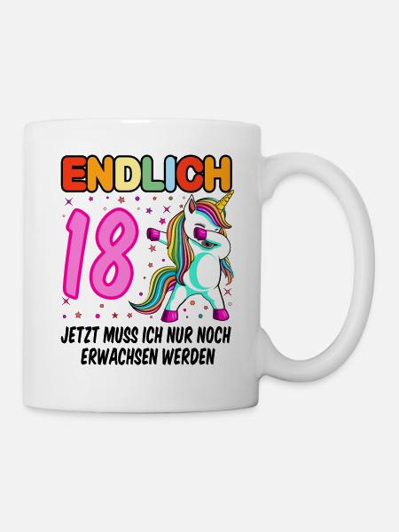 18. Geburtstag Einhorn 18 Jahre 18. Jubiläum Fun - Tasse - Weiß