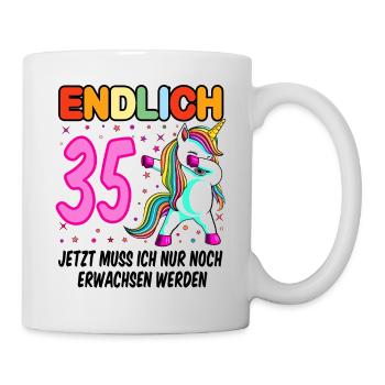 35. Geburtstag Einhorn 35 Jahre 35. Jubiläum Fun - Tasse - Weiß - Rechts