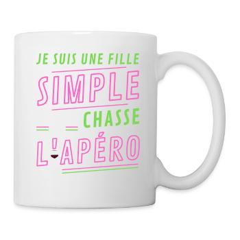 Je suis une fille simple chasse apéro - Mug blanc - blanc - Droite